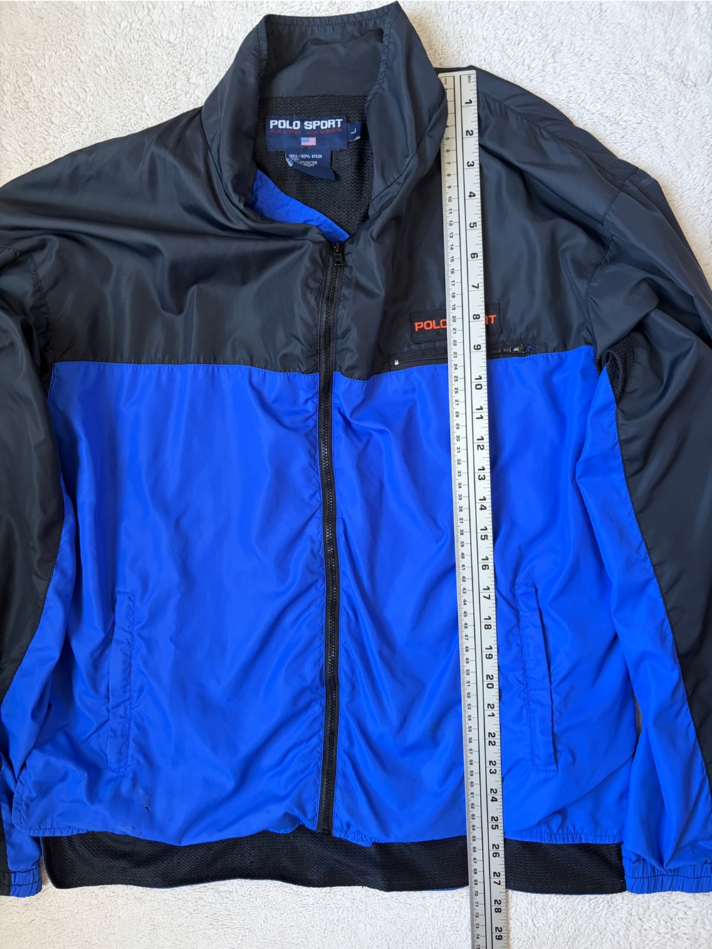 Vintage 90s Polo Sport by Ralph Lauren Blue & Black Colorblock Windbreaker Large - Picture 9 of 14